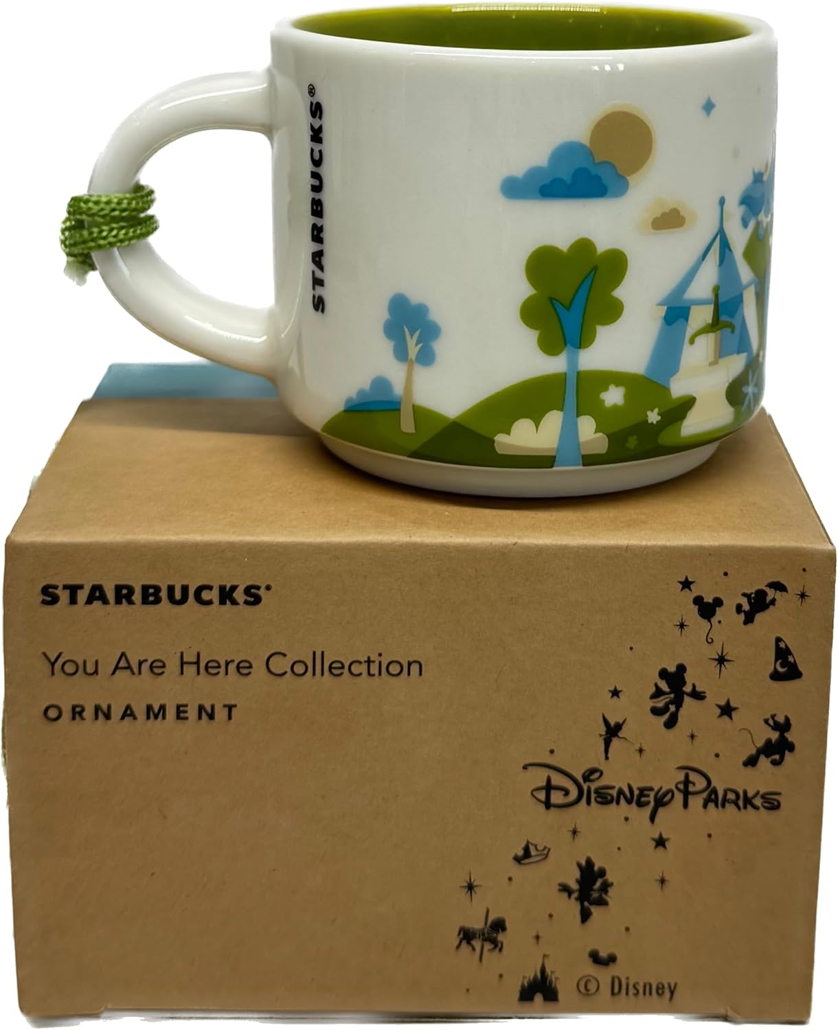 Disney Parks Magic Kingdom You Are Here Starbucks Taza Demitasse Adorno de 2 onzas