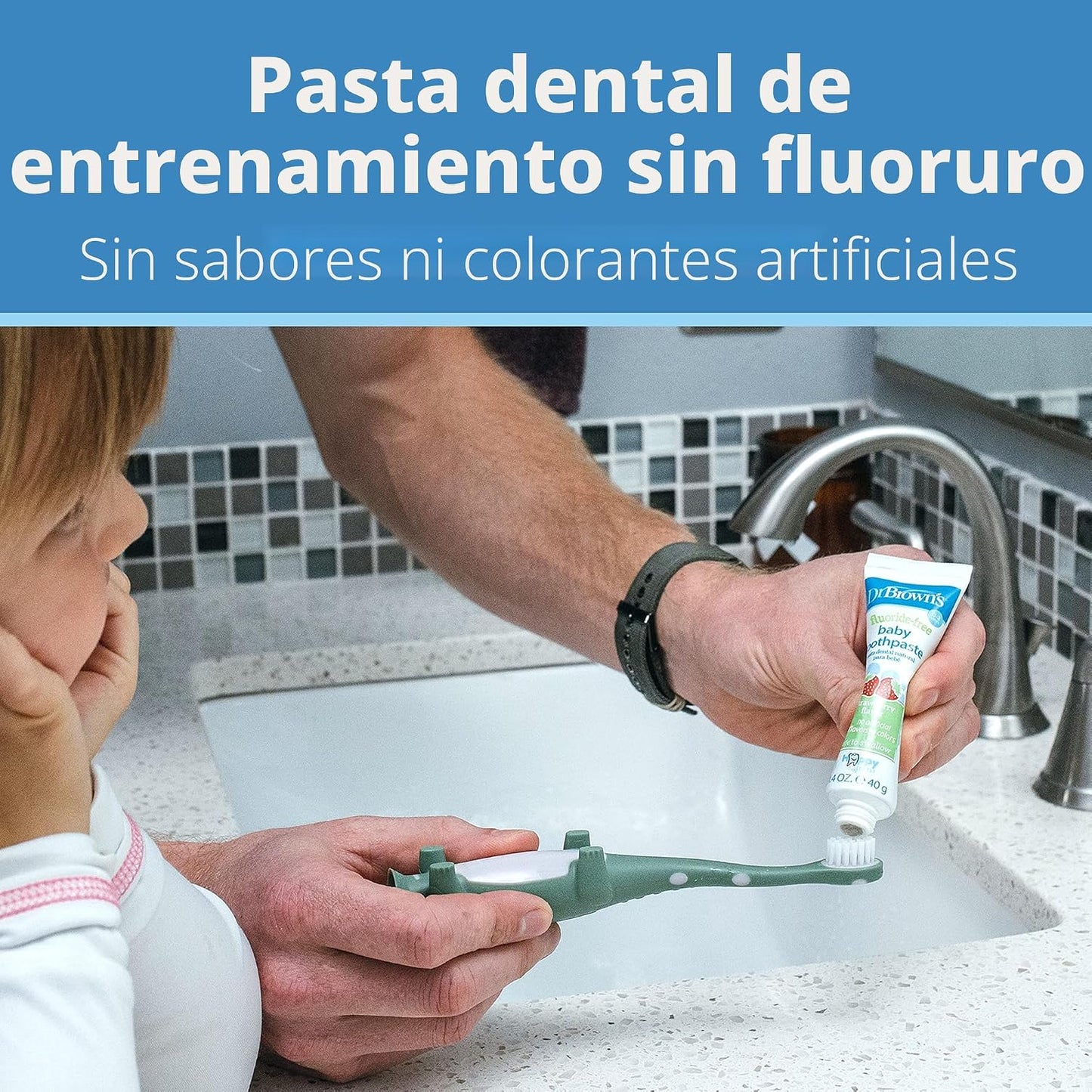 Dr. Brown’s - Pasta de dientes sin flúor para bebés, cuidado oral para bebés y niños pequeños, fresa, paquete de 1, 1.4 oz/40 g, 0-3 años