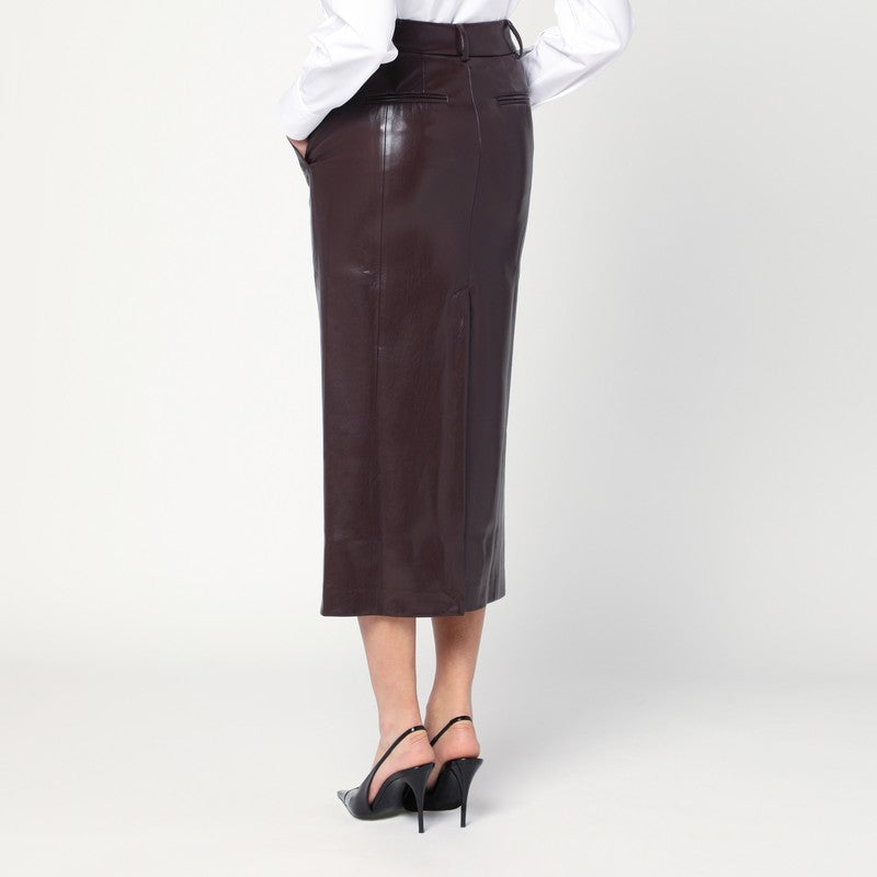 The The Andamane Bordeaux Faux Leather Midi Skirt - Image 3