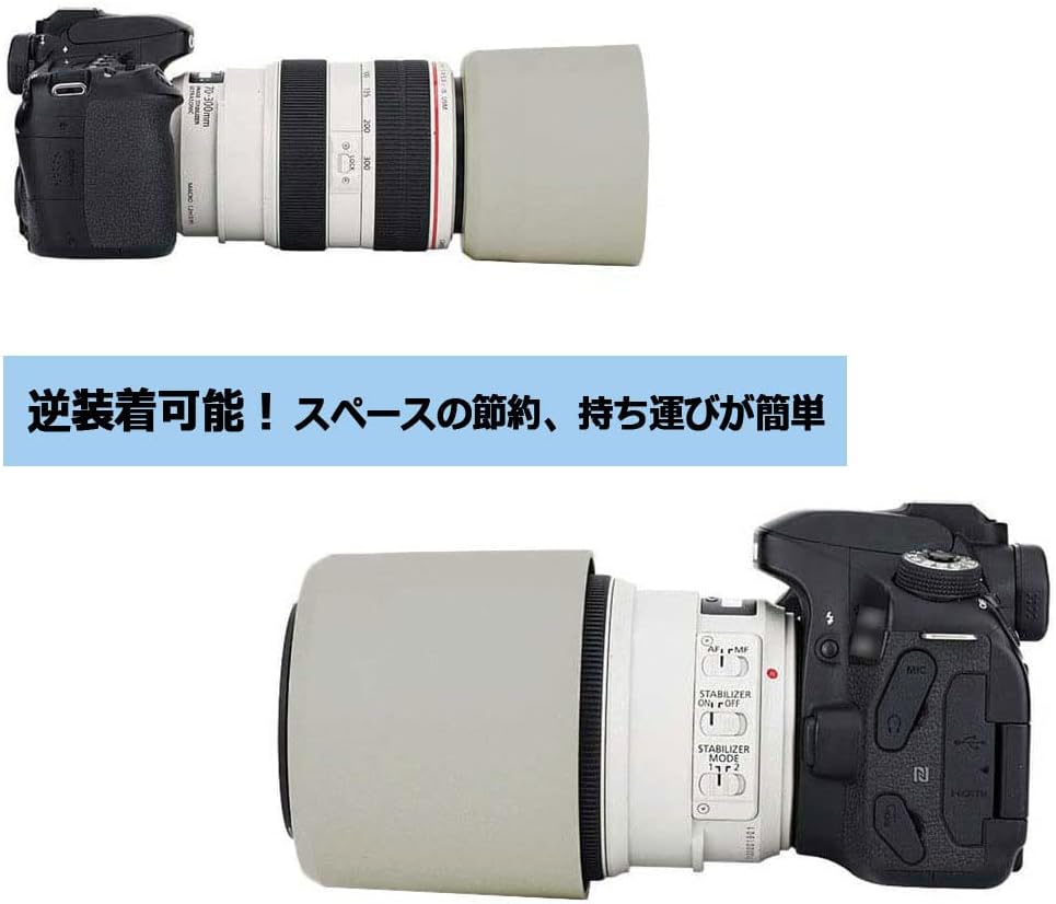 NinoLite ET-73B, EF70-300mm F4-5.6L IS USM Compatible Lens Hood, Compatible with Reverse Filters, Lens Caps