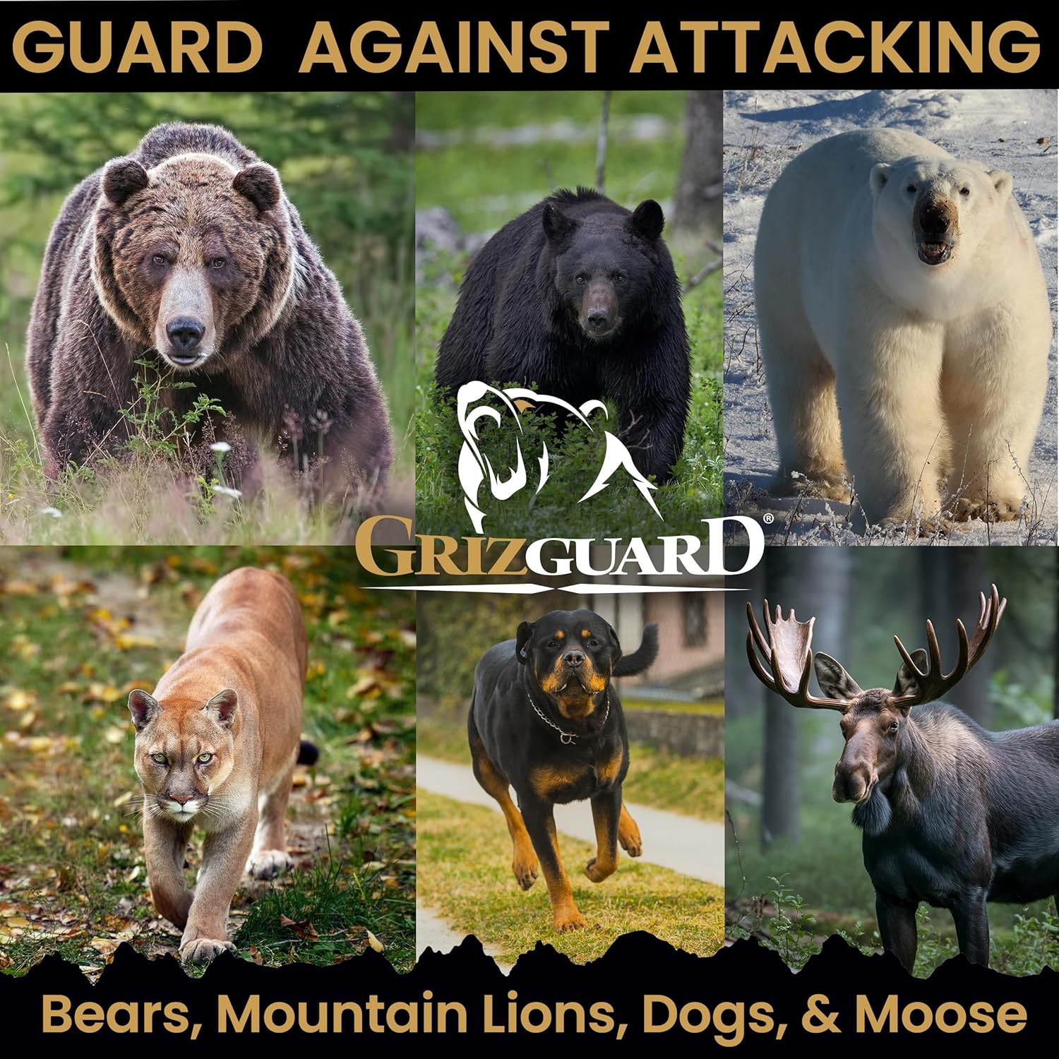 Griz Guard Bear Repellent Spray, Large, 9.2 oz (with holster), Maximum Spray Distance, Approx. 39.2 ft (12 m), EPA Registered Model, Protects Bears, Mountain Lions, Coyote, For Outdoor Use, Bear Spray