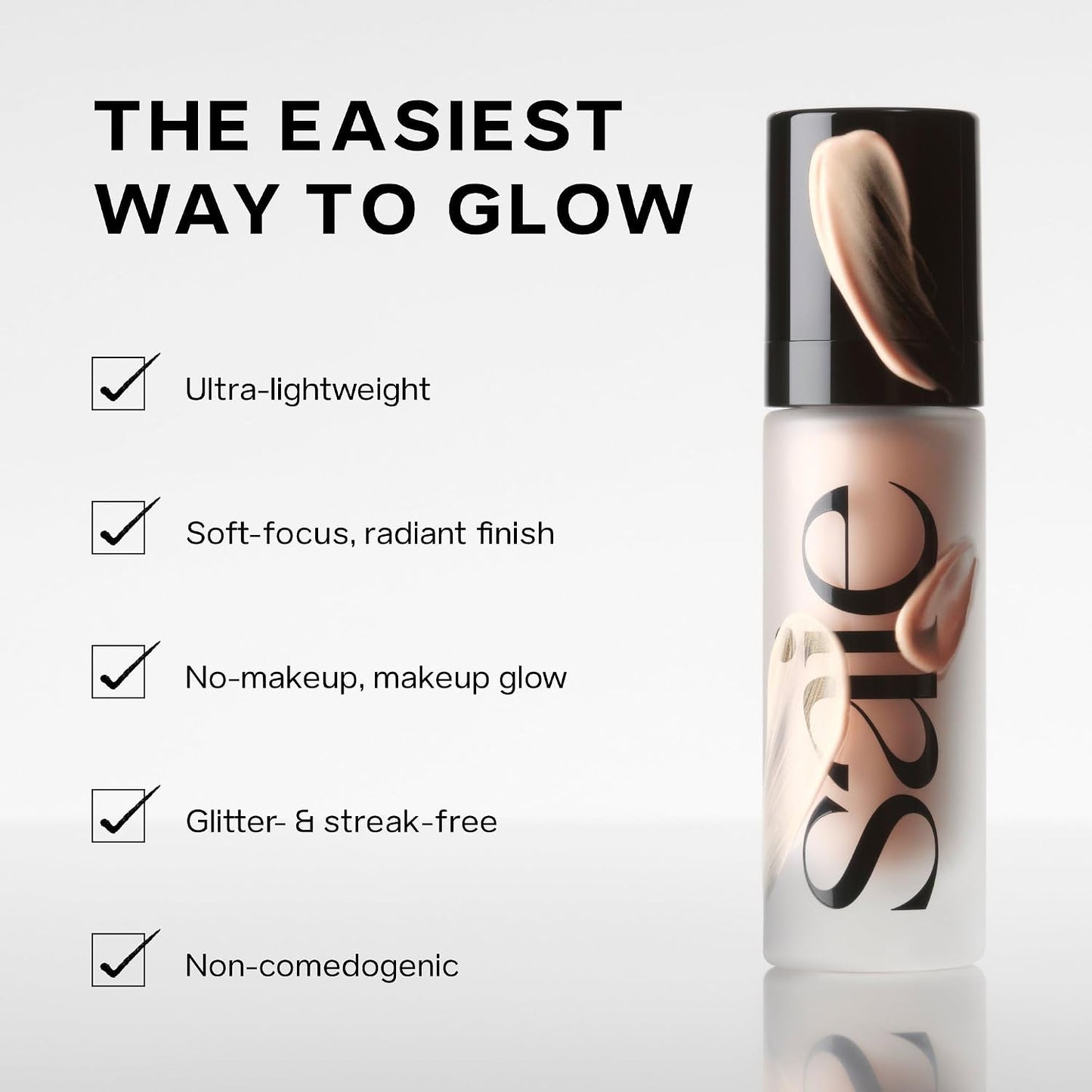 Saie Glowy Super Gel - Prebase de Maquillaje Hidratante y Suero Iluminador Enriquecido con Vitamina C y Aceite de Escualano - Iluminador Líquido para Todo el Rostro para una Piel de Vidrio Instantánea