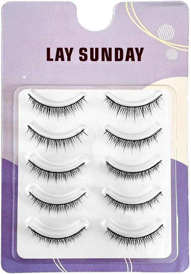 False Eyelashes, Set of 5, Popular, Handmade, Actress Eyelashes, Short, Natural Finish, Popular, Everyday Makeup, Cosplay
