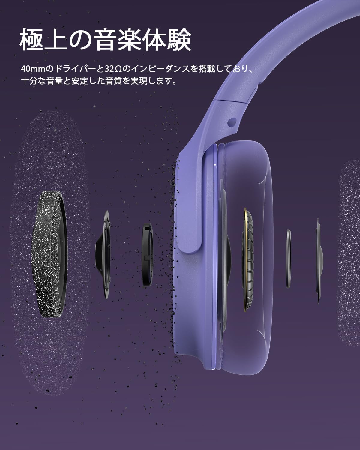 DOQAUS (ドカアス) Wireless Headphones Bluetooth 5.3 Up to 70 Hours Continuous Playback 3 EQ Modes Wired/Wireless Dual Use AAC Support Multi-Point Closed Type Built-in Microphone Over-Ear Compatible with