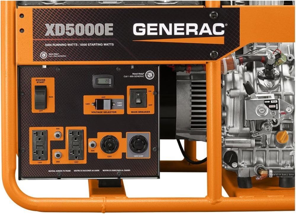 Generac 6864 XD5000E 5000 Watt Diesel Portable Generator - Perfect for Emergency Backup Power and Field - Reliable Power for Demanding Applications - CARB Compliant