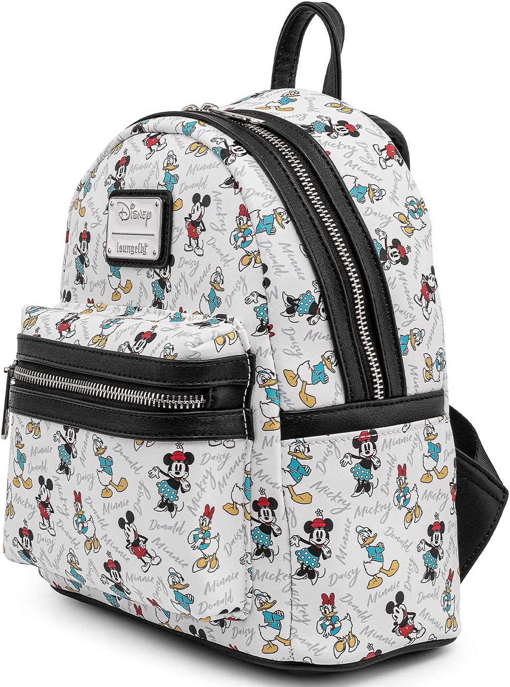 Loungefly Disney Mickey Minnie Mouse Donald Daisy Mini Mochila Bolso Blanco