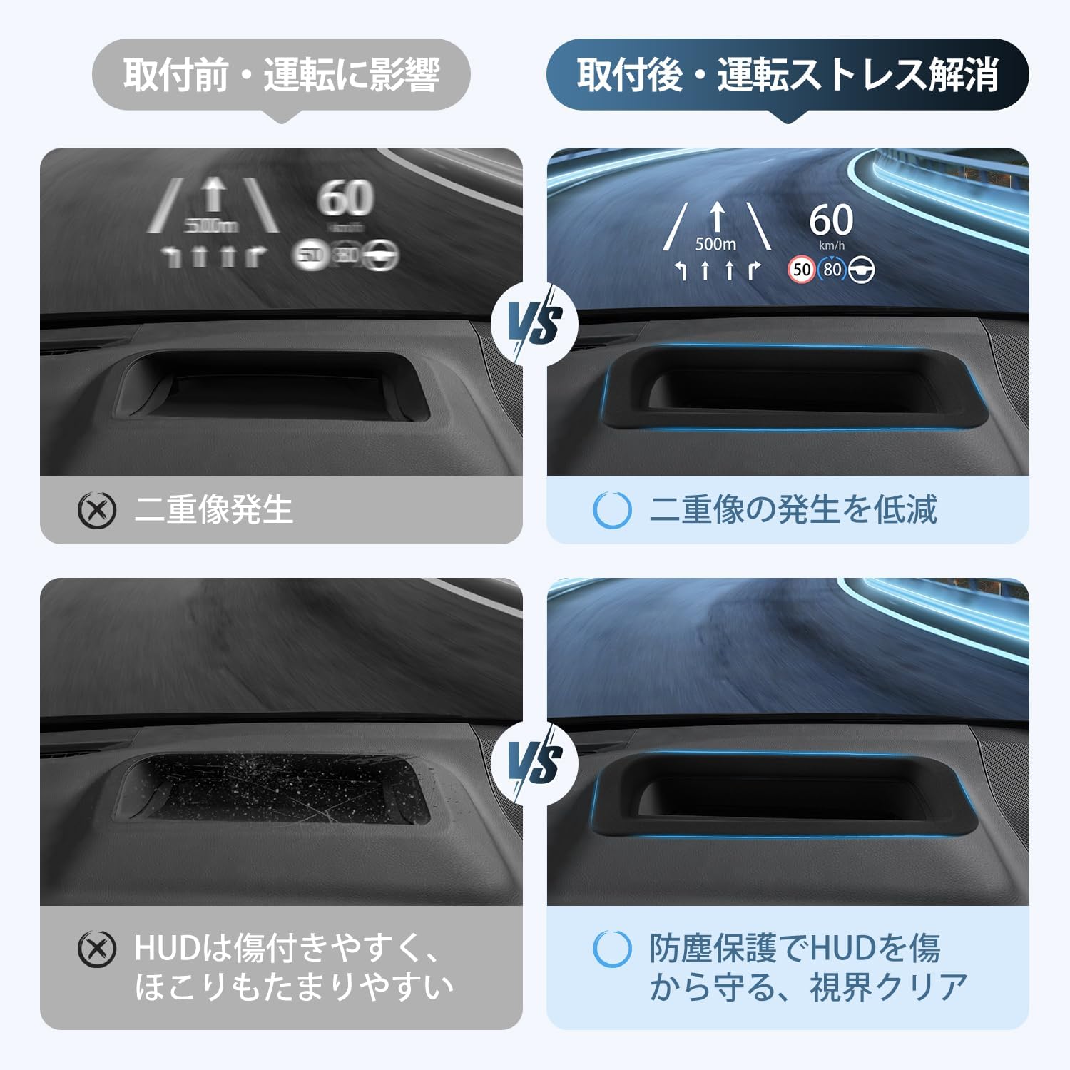 Alphard Vellfire 40 HUD Protective Cover, Compatible with Alphard Velfire 40 Series, June 2023 - Current HUD Cover, Head-up Display Cover, Reflective Light Reduction, High Visibility, Dual