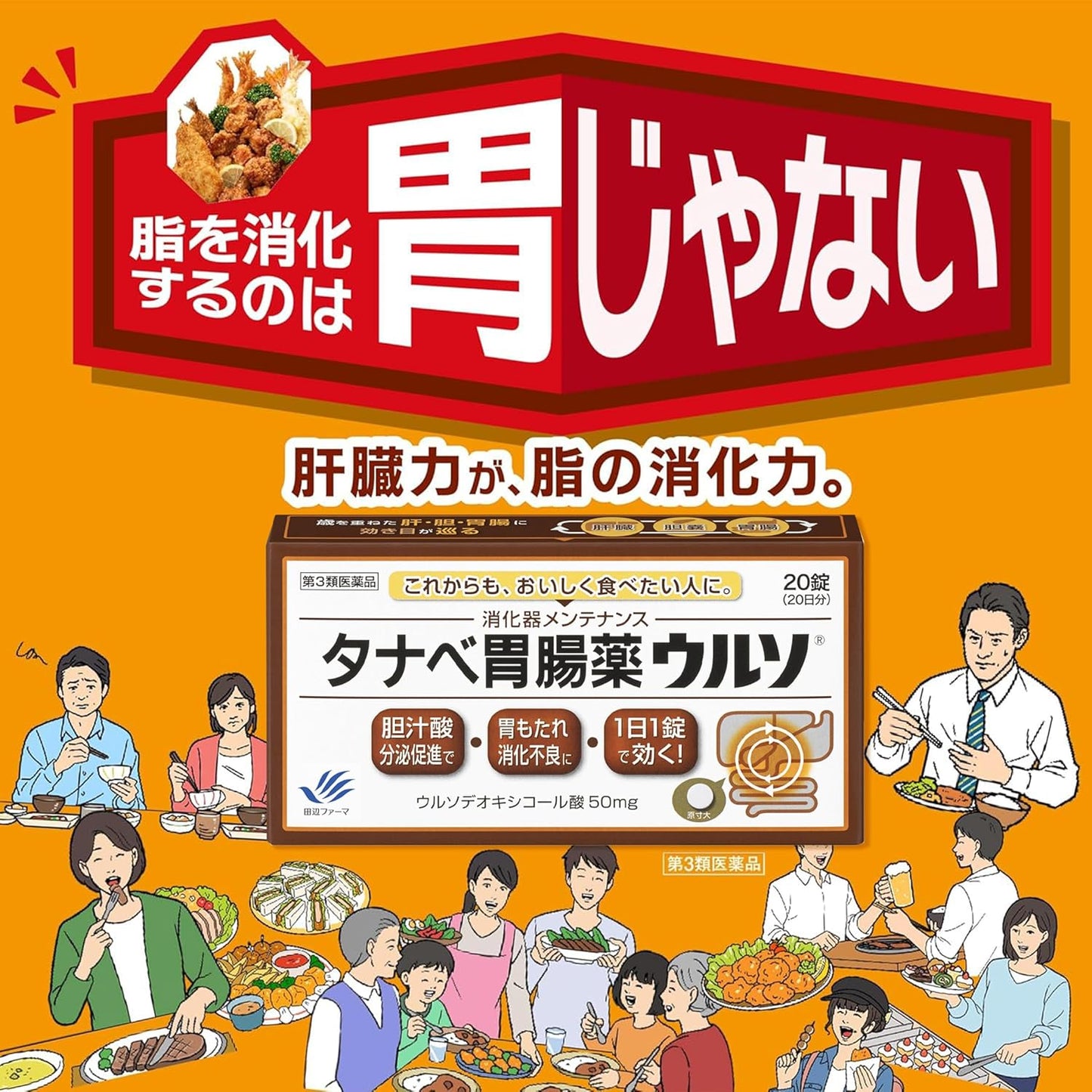 【第3類医薬品】タナベ胃腸薬ウルソ 60錠