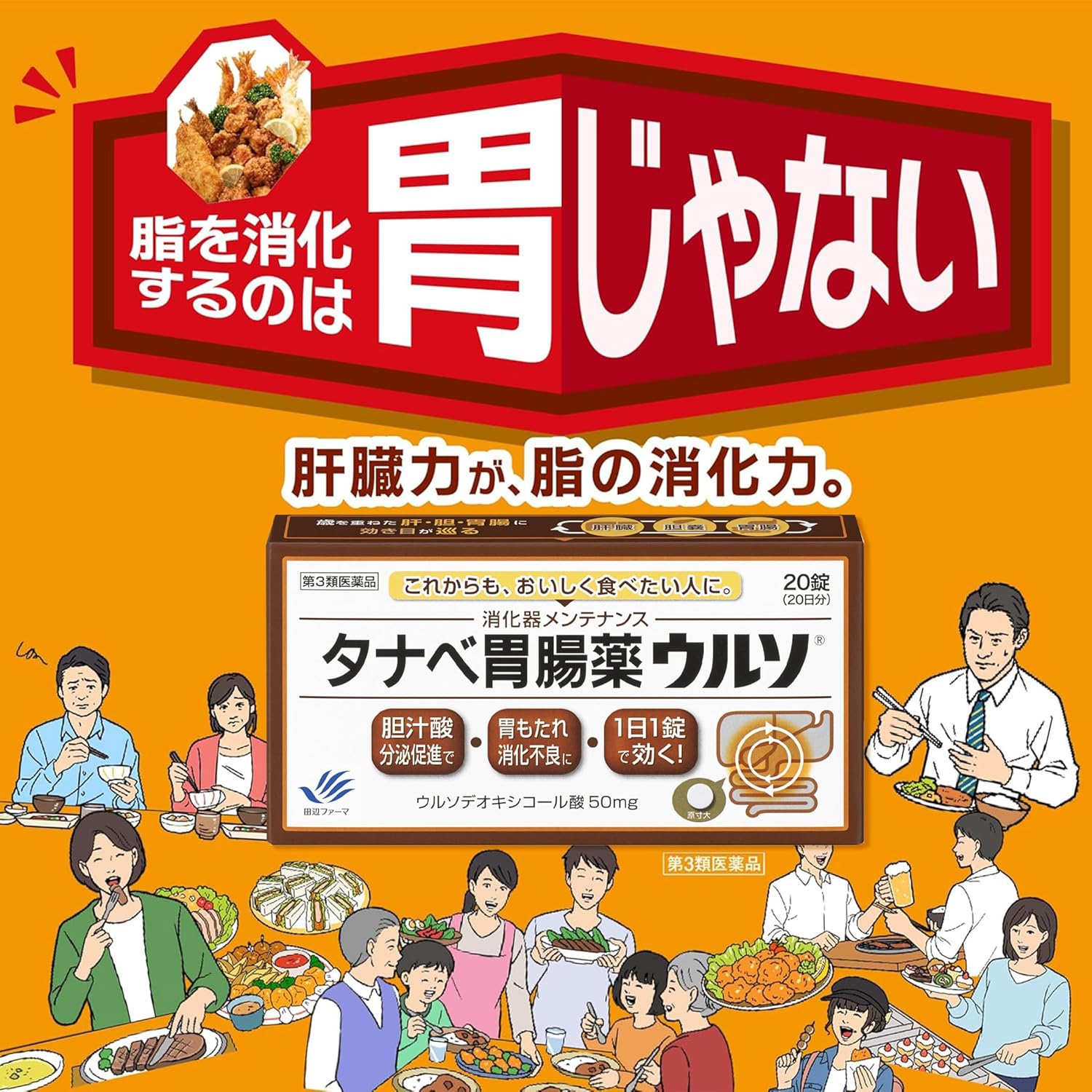 【第3類医薬品】タナベ胃腸薬ウルソ 60錠