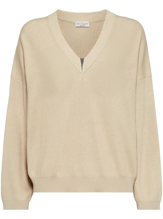 Brunello Cucinelli Cotton V Necked Seater - Image 3