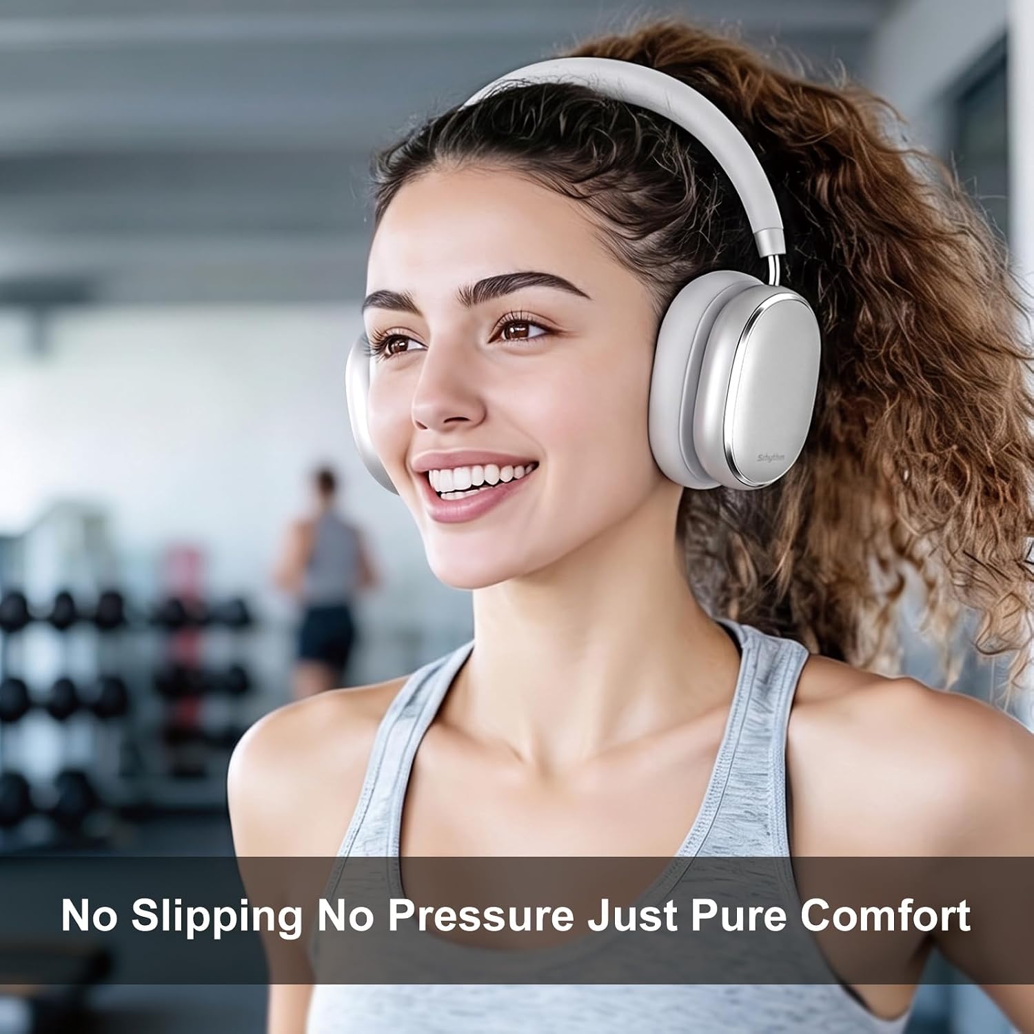 Srhythm NC95 Wireless Headphones Bluetooth 6.0 Hybrid Noise Cancelling Over-ear Headphones with Ambient Sound Mode, ENC Microphone, Up to 100 Hours of Continuous Playback, Silver