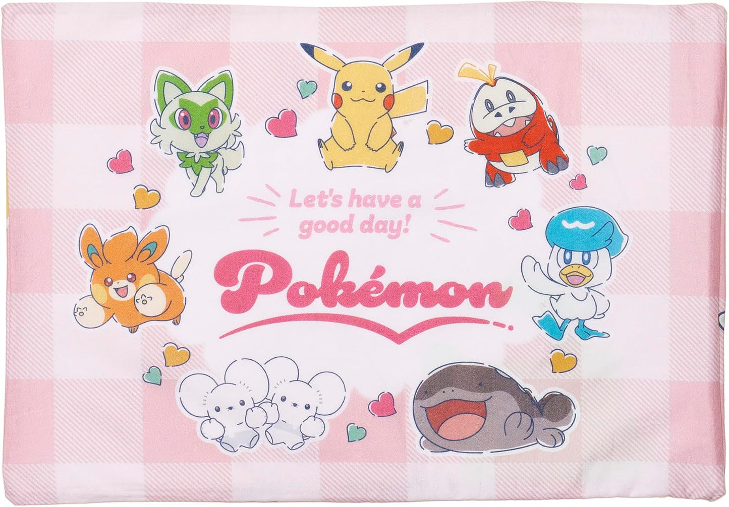 MORiPiLO Kids Pillow, Low Profile, Pokemon Pikachu Heart, Pink, Approximately 11 x 15.4 inches (28 x 39 cm), Skin-friendly 100% Cotton Fabric, Washable, Cover Included, Plush Toy Cushion, Character