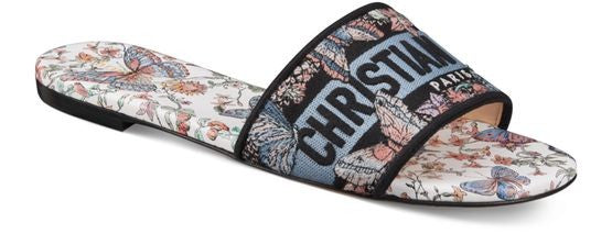 DIOR Dway slides embroidered cotton and Toile de Jouy Papillon motif - Image 3