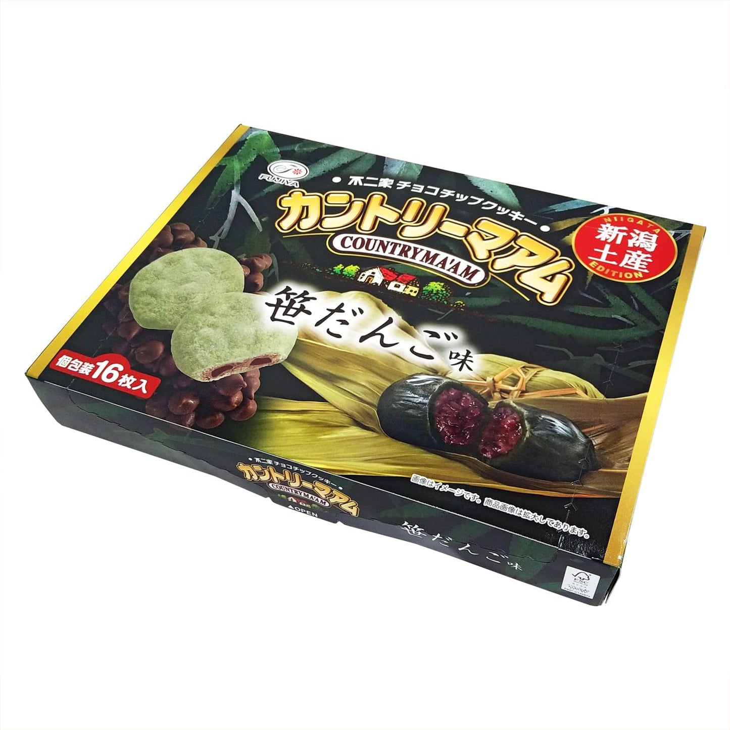 【Niigata Souvenir】Country Mama Sasa Dango Flavor (Individually Wrapped 16 Pieces) Fujiya Chocolate Chip Cookies