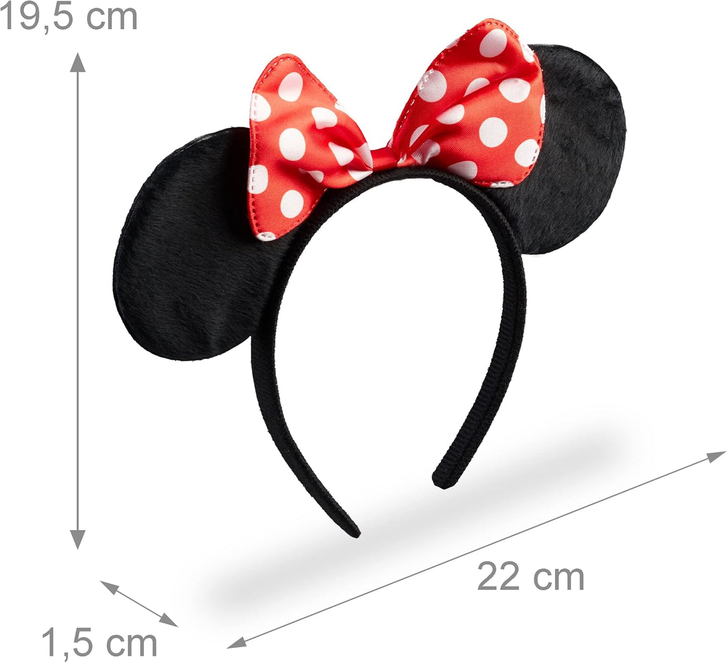 Relaxdays Minnie Mouse Ears Polka Dot Bow Headband Fancy Dress Carnival Accessory Black/Red
