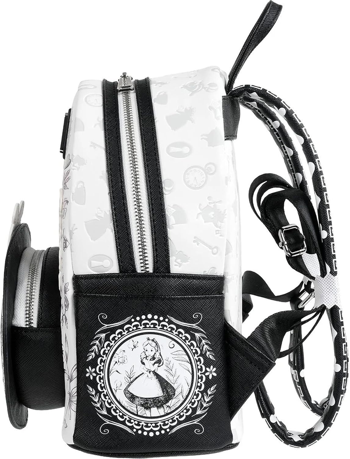 Loungefly Disney Alicia en el país de las maravillas - Mini-mochila | Piel sintética, detalles bordados y bordados, correas ajustables