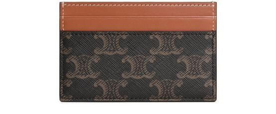 CELINE Medium card holder in Triomphe canvas and calfskin - Image 3