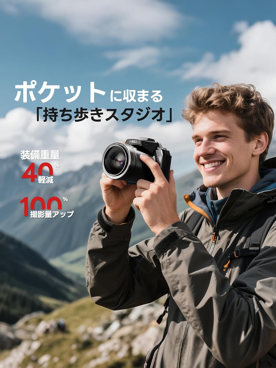 NBD 5K 64 Megapixel Digital Camera [Wi-Fi and App Control] 16x Zoom Digital Camera, Auto Focus, Image Stabilization | 180° Flip Screen & Webcam Function | 32GB Micro SD Card & 2 Batteries Included