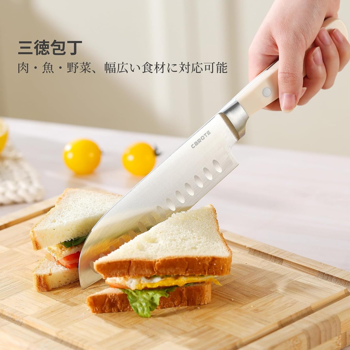 CAROTE CAROTE Santoku Knife 165mm and Petty Knife 135mm 2-Piece Set, Stainless Steel, Dishwasher Safe, Excellent Cutting Performance, Knife, Blade, Multi-Functional, All-Purpose Knife, Left-Handed