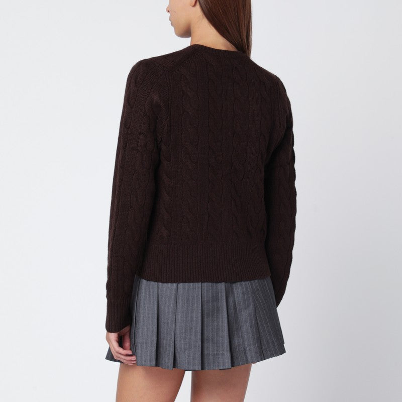 Polo ポロラルフローレンブラウンケーブルニットウールとカシミアカーディガン - Image 3