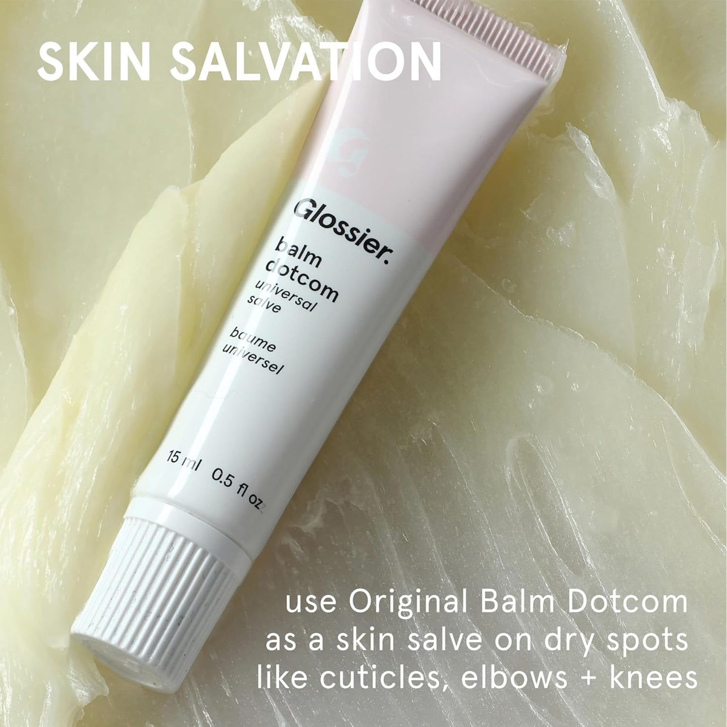 Glossier Balm Dotcom Hydrating Lip Balm - Universal Salve, Up to 12Hr Moisture - Lanolin, Beeswax & Castor Oil for Dry Lips, Cuticles & Skin - Original, Clear Fragrance-Free, 15ml
