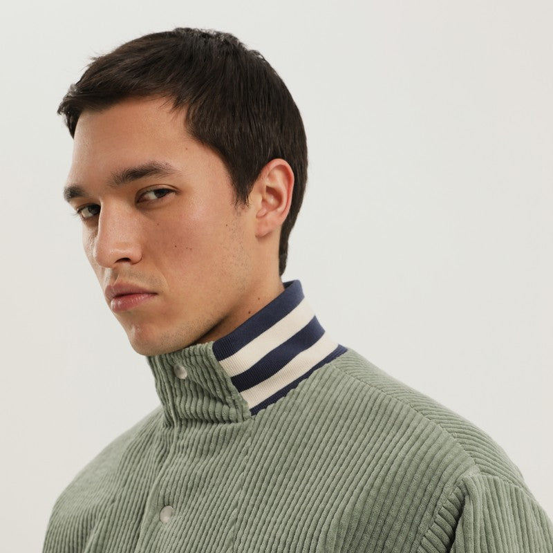 1989 1989 Studio Light Green Corduroy Varsity Jacket - Image 3