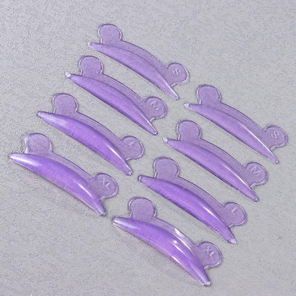 4 Pairs Purple Eyelash Extensions Silicone Pads Bear Shape Lash Lift Perm Pad 3D Eyelash Curler Accessories Makeup Beauty Tools