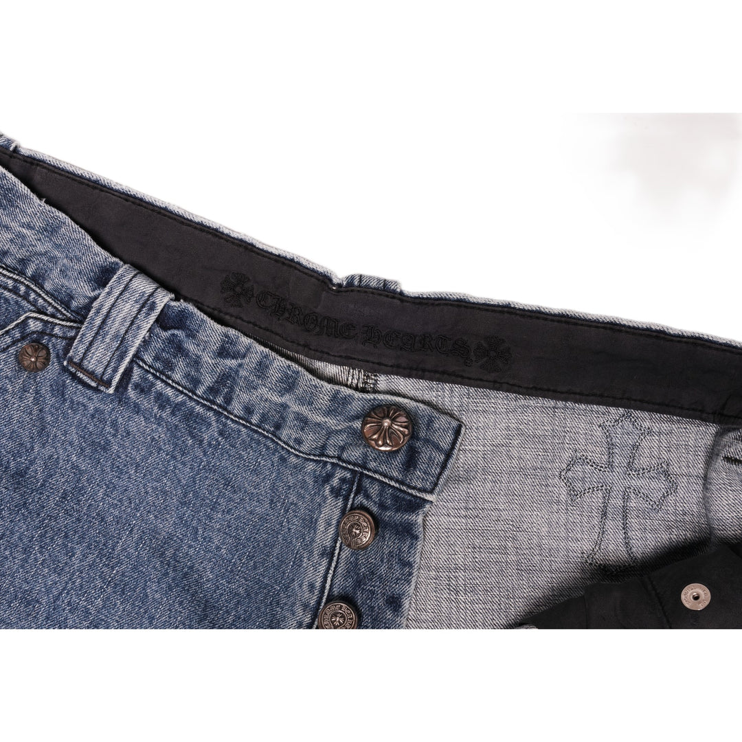 CHROME HEARTS RED/WHITE/BLUE '18 PATCH' CARPENTER JEAN