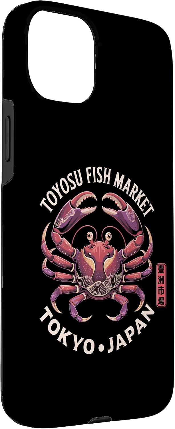 豊洲魚市場 東京ジャパン かに 漢字 お土産 スマホケース iPhone 15 Plus 用