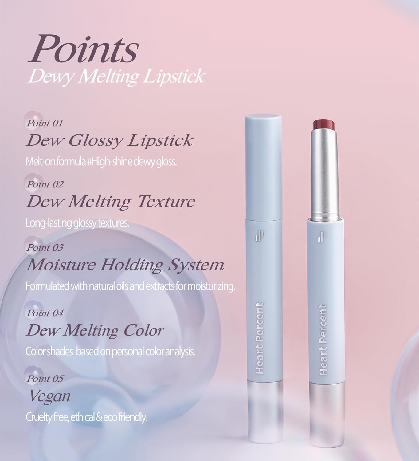 Heart Percent Dote On Mood Dewy Melting Lipstick Color Lip Balm (02. Lively Pink)
