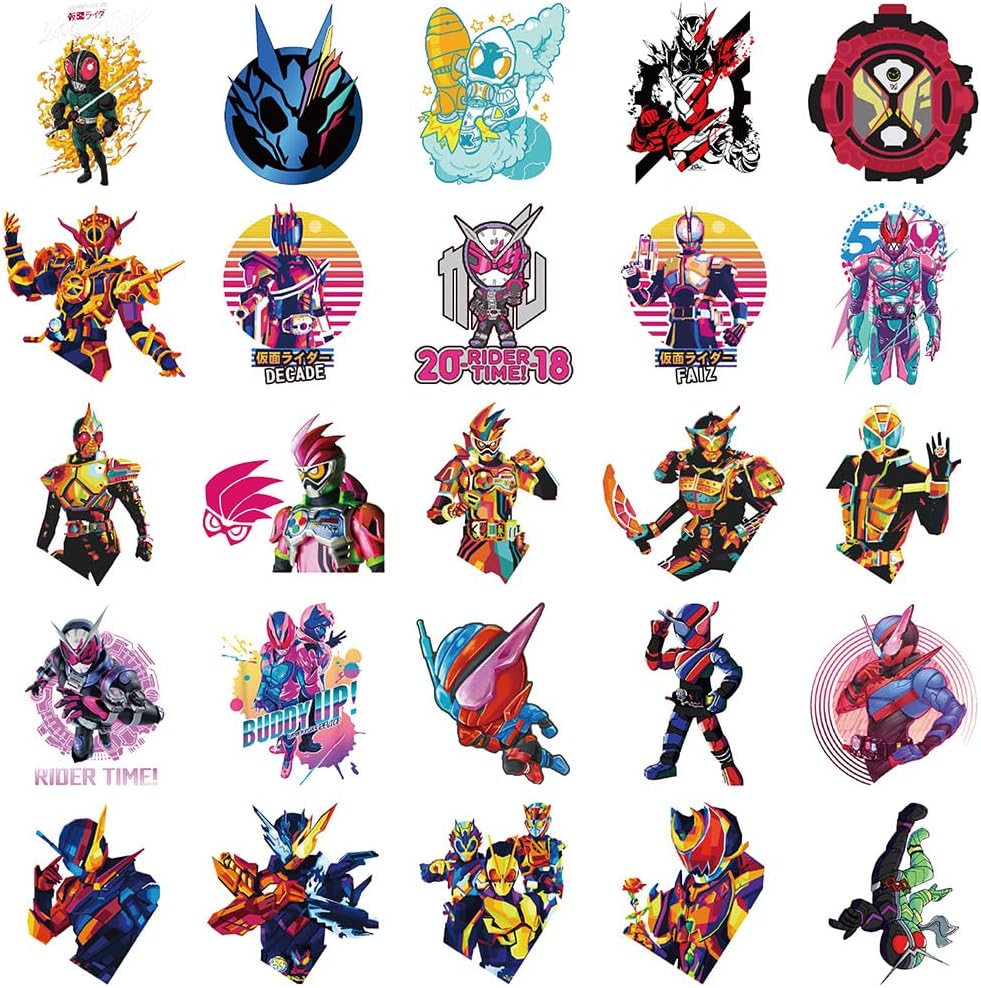 Kamen Rider Stickers Set of 100 Kamen Rider Stickers Cartoon Character Stickers Cute Stylish Notebook Sticker Moe Goods Surrounding Picture Pasting Props Gift DIY Decoration Letter Mobile Notebook