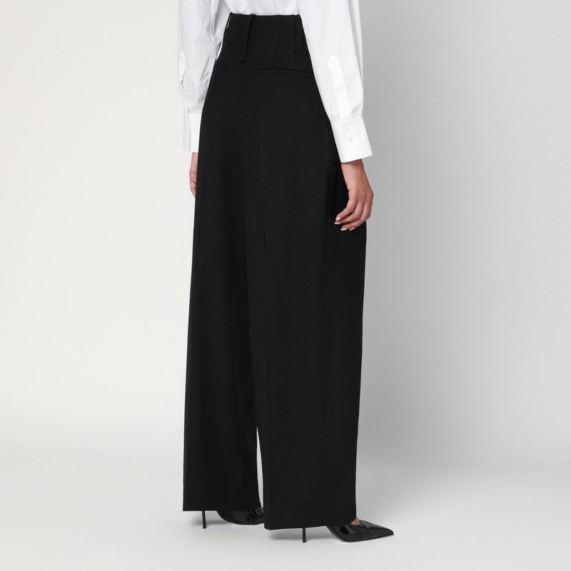 Victoria Victoria Beckham Wide Black Trousers In Wool Blend - Image 3