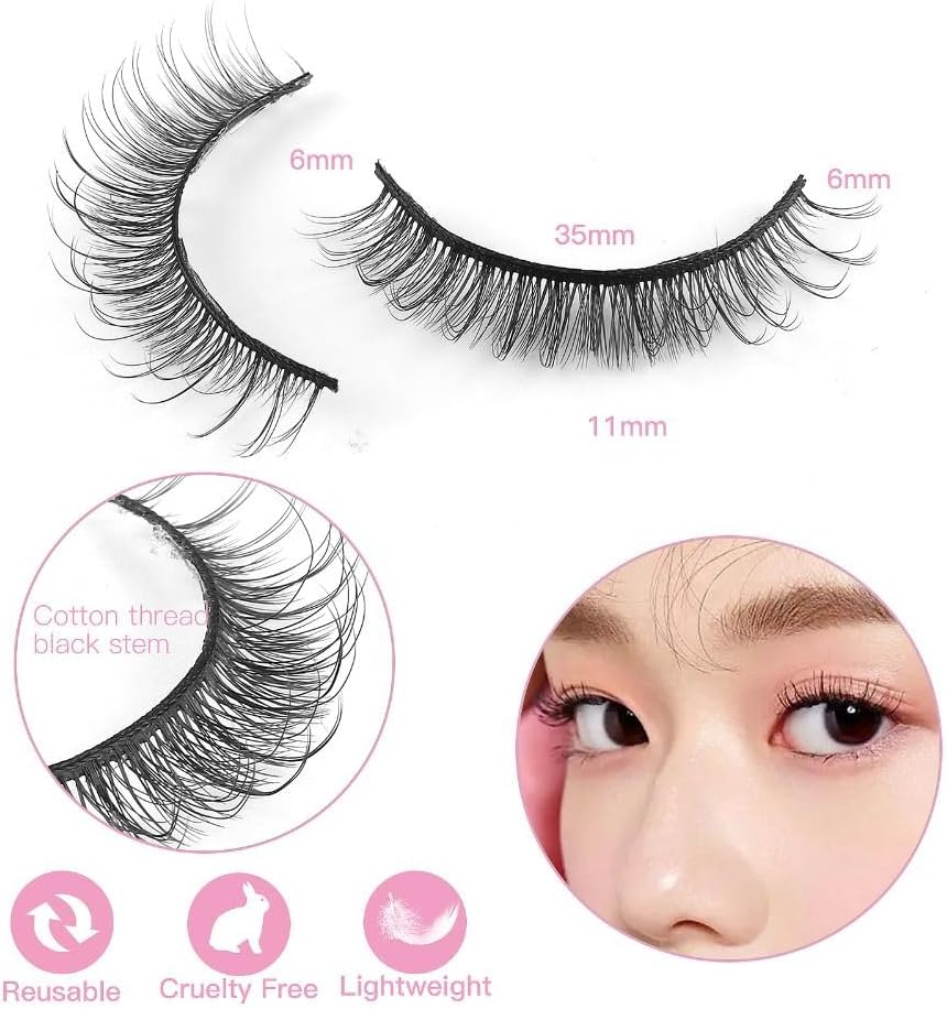 10 Pairs False Eyelashes, Natural Look Short Eyelashes, Cat Eyes, Faint Faux Mink Lashes, Soft 3D Fake Eyelashes (7031)