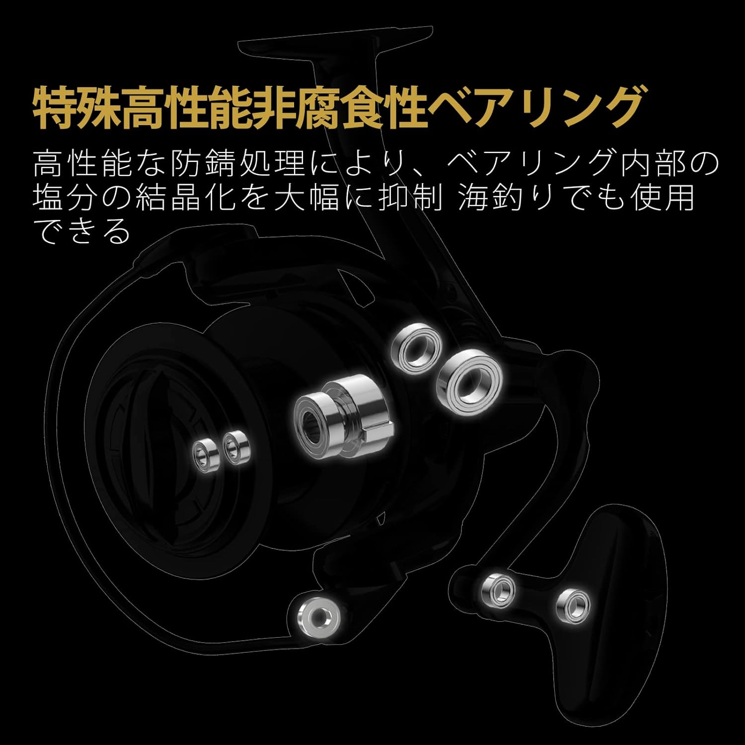 Watachamp Orion Spinning Reel (for Yaen), Throwing Reel, Far Throw Reel, Fishing Reel, BR 6000, 7+1, Ball Bearing, Max Drag 33.1 lbs (15 kg)