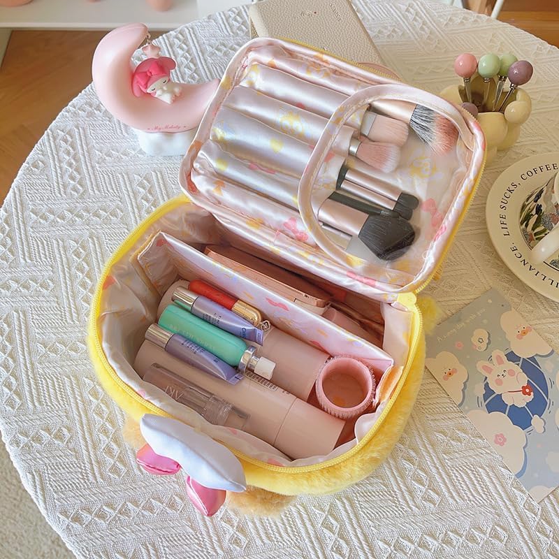 Sherri May Cookie Ann Stella Duffy Character, Cute, Makeup Pouch, Convenient Travel Goods, Large Capacity, Fashionable, Popular, Small Items, Storage, Travel Pouch, Women's, Fluffy