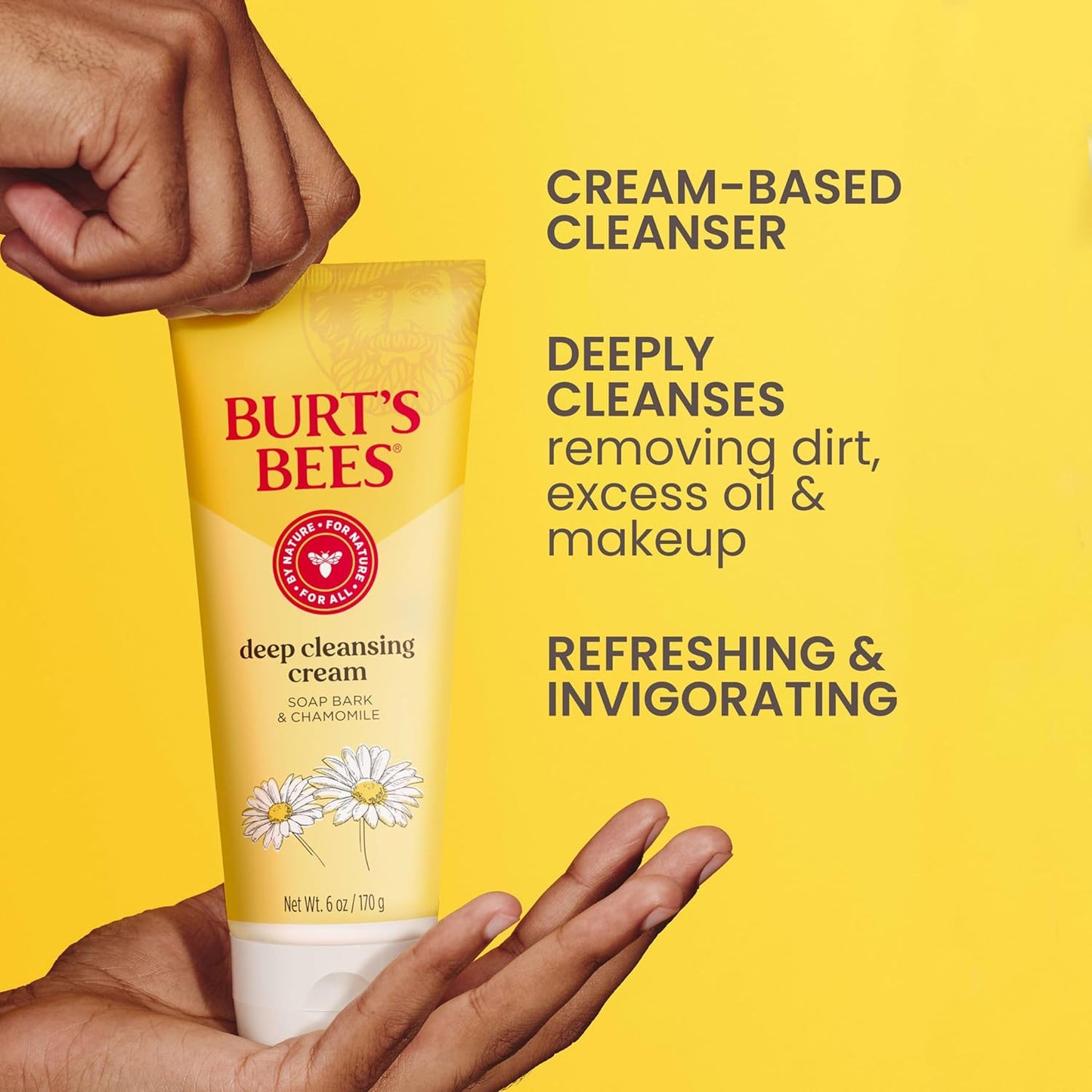 Burt's Bees Lavado facial, crema limpiadora facial profunda, limpiador natural con manzanilla, 6 onzas (paquete de 3) (el embalaje puede variar)
