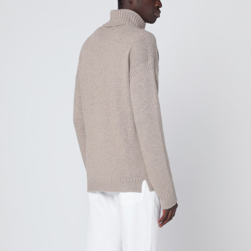 Loro Loro Piana Greige Cashmere Turtleneckセーター - Image 3
