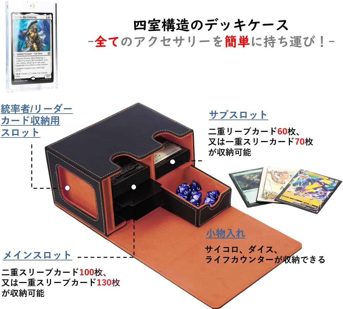 Venssu Deck Case, Trading Card Case, Card Display Window, Dice Box, Holds 200 Cards, 2 Dividers and 1 Magnetic Loader, Compatible with MTG Yu-Gi-Oh, Pokemon, Duema, Various Card Game Box, Sleeve