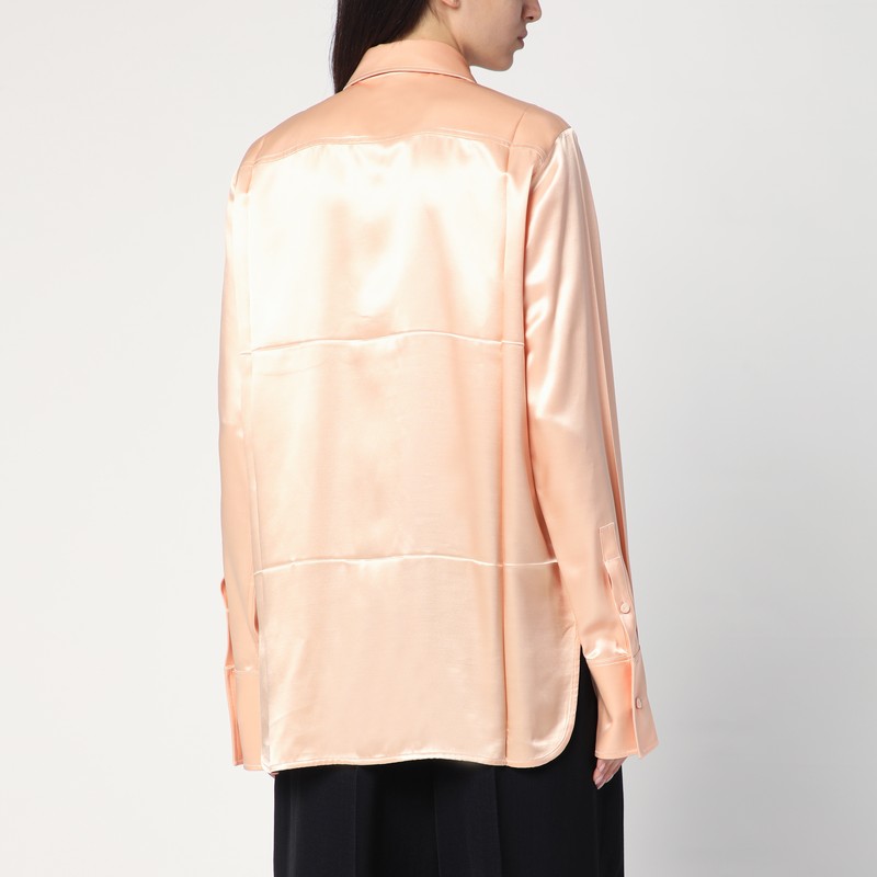 Jil ピンクのネクタイと光沢のあるビスコースブレンドのジルサンダーシャツ - Image 3
