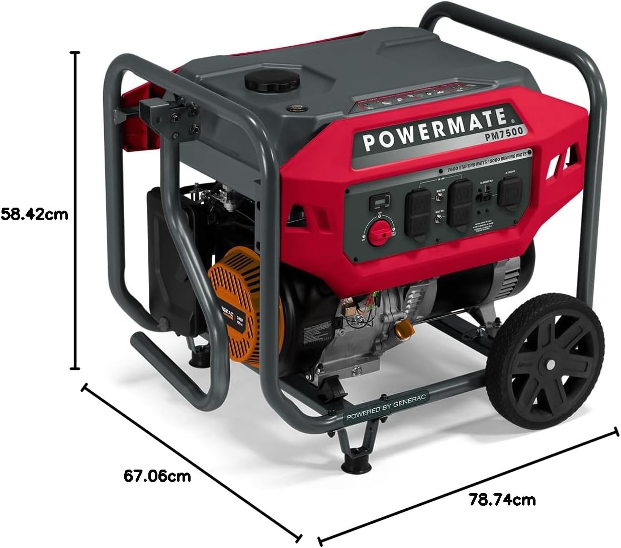 Powermate P0081600 PM7500 7500 Watt Gas Powered Portable Generator with 49-State/CSA Generac, Reliable and Versatile Power Solution
