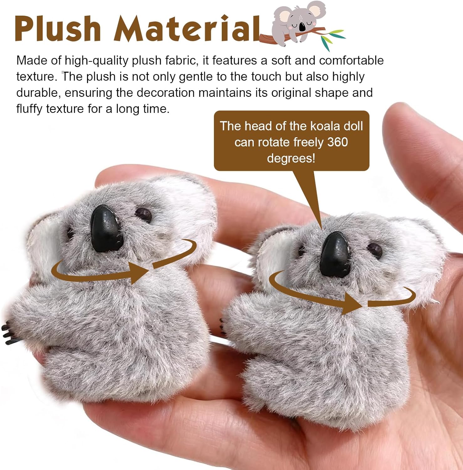 Lindo adorno colgante de koala oscilante, colgante de espejo retrovisor interior de koala de felpa, divertida decoración colgante de automóvil, regalos encantadores para mujeres y hombres