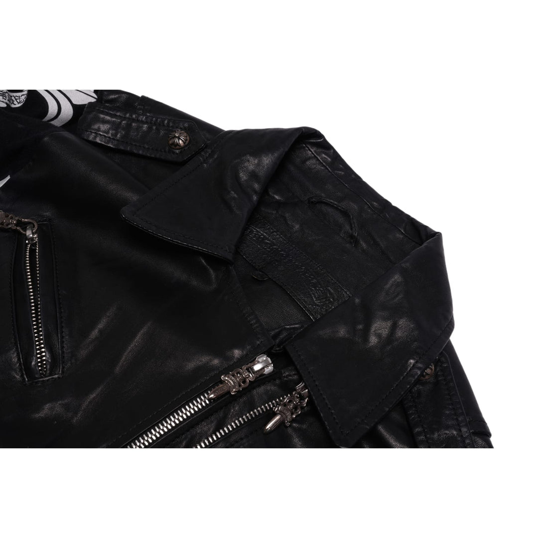 CHROME HEARTS WOMEN'S 'LAS VEGAS EXCLUSIVE' LEATHER BLACK BIKER JACKET