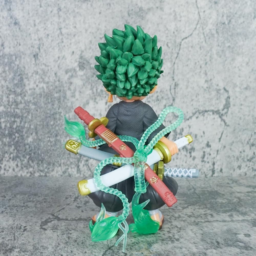 Q Version Zoro Anime Statue Zoro Hero One Piece Roronoa Zoro Approx. 5.9 inches (15 cm) PVC Action Figure [Parallel import goods]