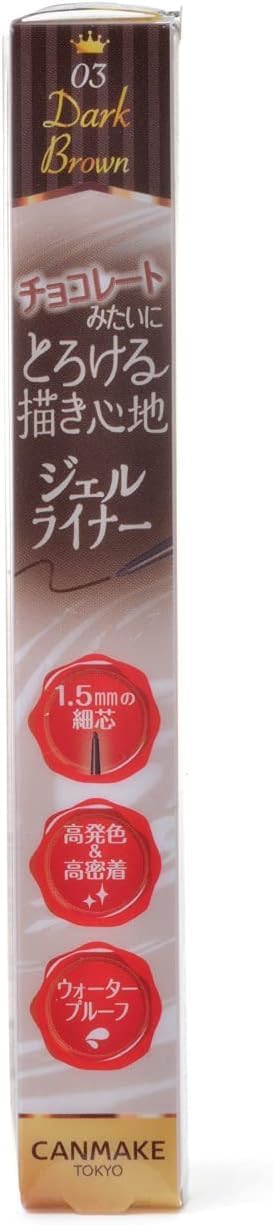 Can Make Creamy Touch Liner 03 Dark Brown Gel Eyeliner Smooth Adhesion Ultra Fine Core Long Lasting Package with monomoshop original logo