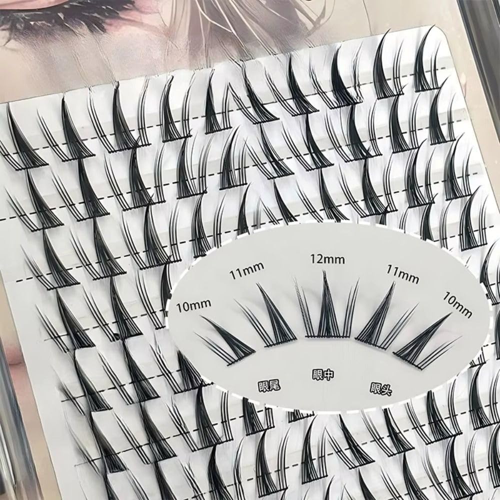 100pcs/box 10-12mm Sunflower False Eyelashes Natural Lash Cluster Whisky Cluster Eyelash Extensions Individual Lashes Soft Comfortable Eyelash Cluster with Thin Band DIY False Eyelashes