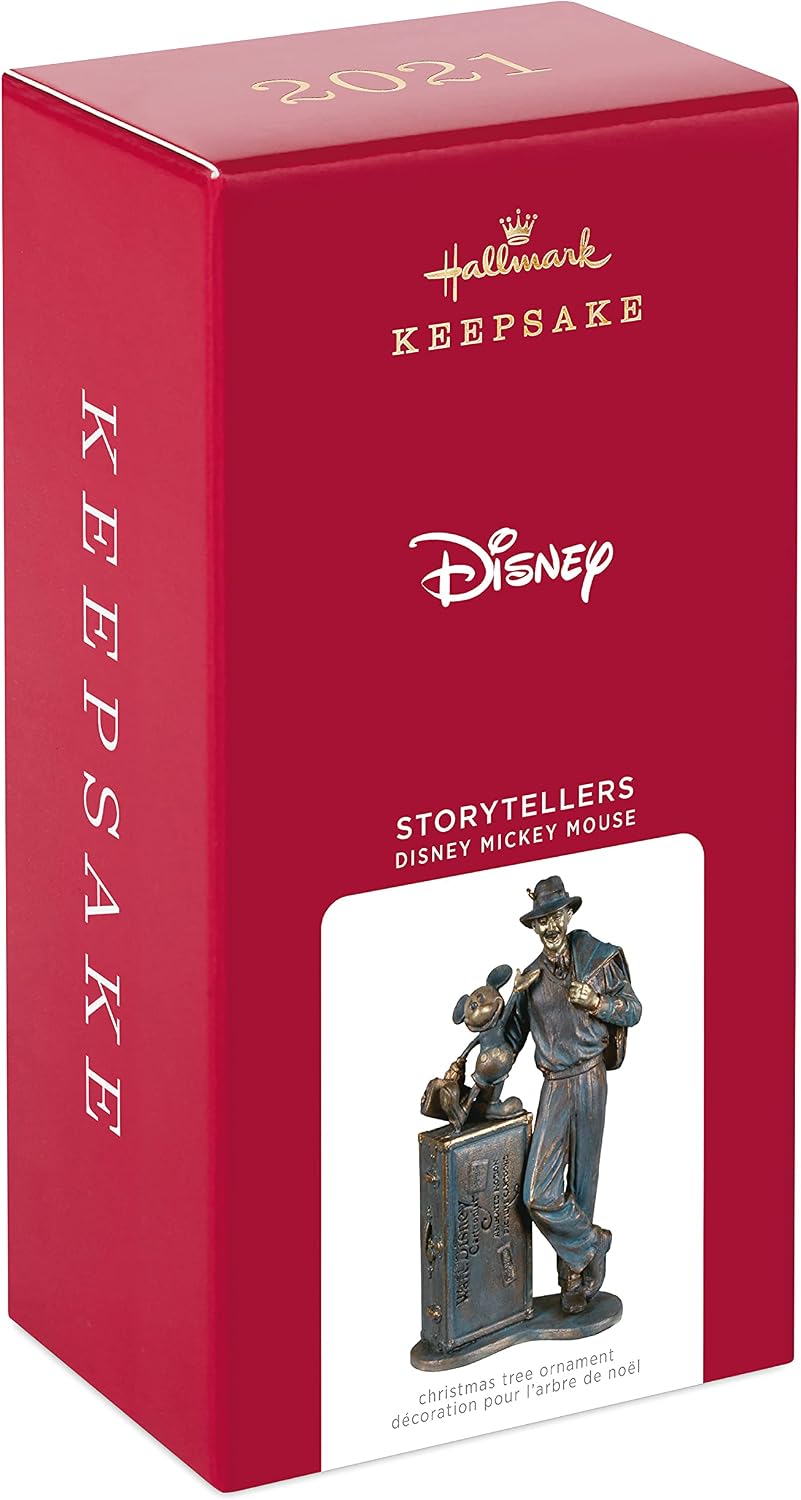 Hallmark Keepsake Adorno navideño 2021, estatua de narradores de Mickey Mouse de Disney
