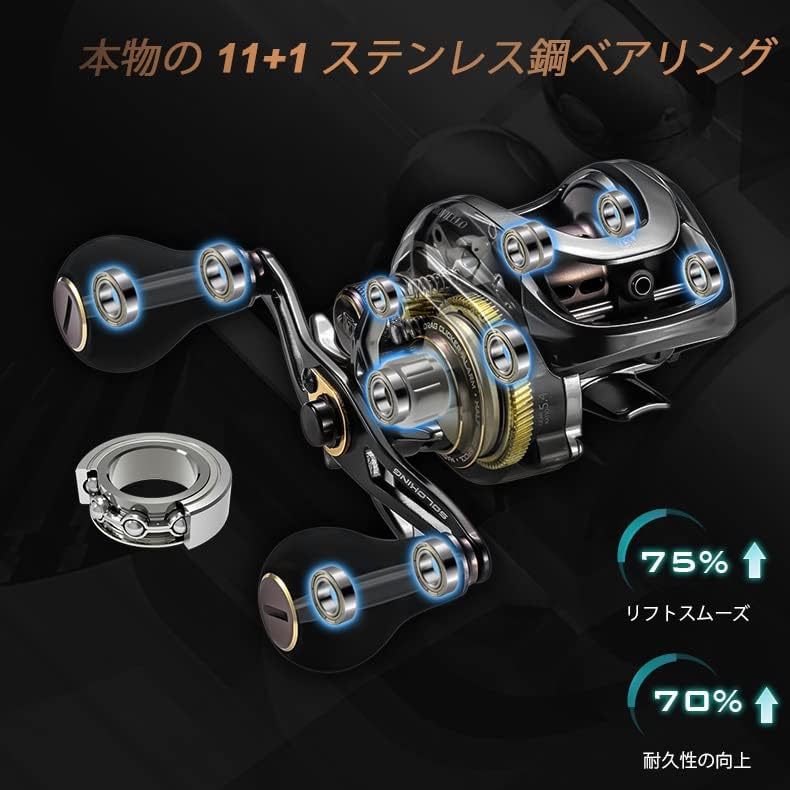 HIAW200 Left Hand Right Hand Bait Reel Fishing Reel 11+1 Bearing 9.5kg Max Drag Force 5.4/7.2 Gear Ratio Baitcaster Reel