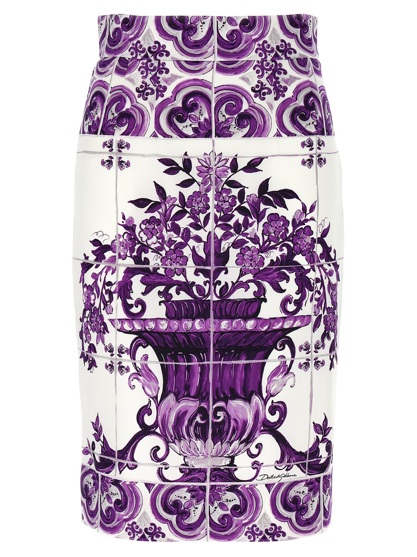 Dolce  Gabbana Dolce＆Gabbana 'Maiolica'プリントシルクスカート - Image 3