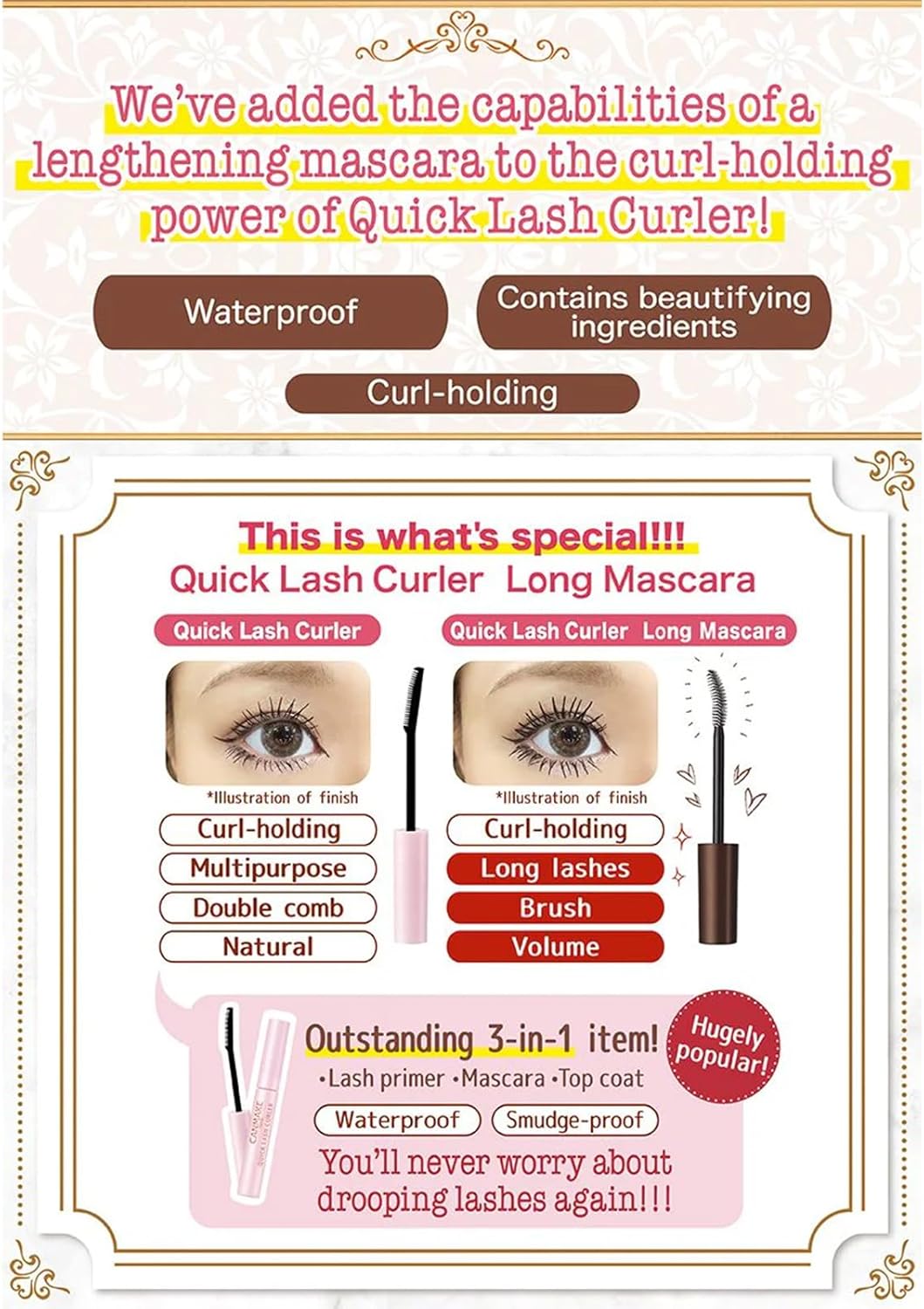 Canmake Quick Lash Curler Long Mascara 02 Brown 6.5 Grams (x1)