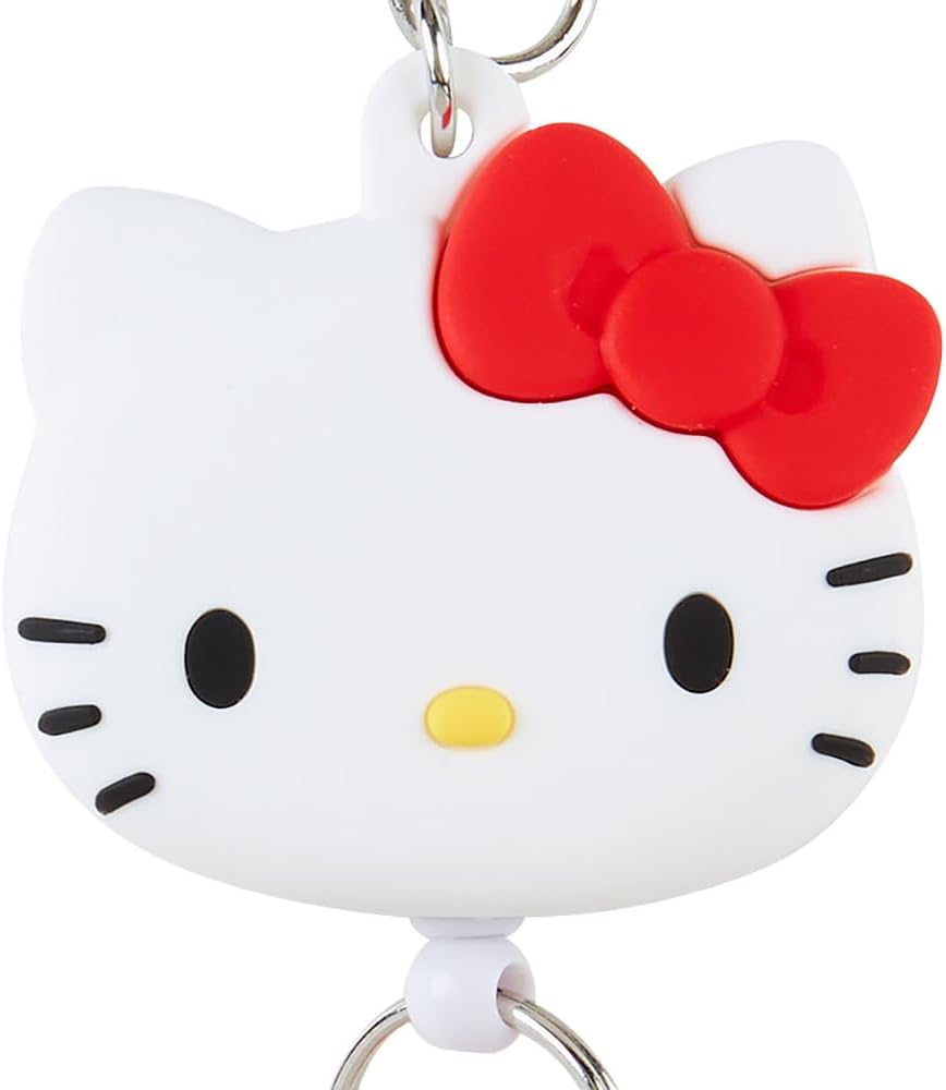 Sanrio 168645 Face Shaped Reel Key Holder, Hello Kitty Key Mascot, Hello Kitty, 5.1 x 1.9 x 0.7 inches (13 x 4.9 x 1.8 cm), Character